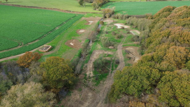 Aerial view of River Beult wetland work